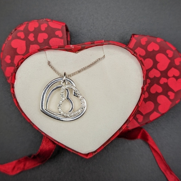 Avon Jewelry - Vintage Avon 2011 Loving Moments Triple Heart Silver Tone Necklace In Heart Box